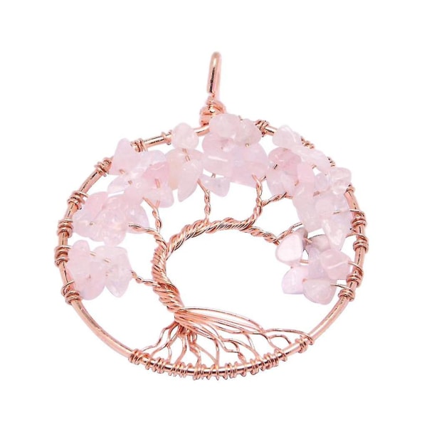 3x Tree of Life hänge kristall halsband ädelsten smycken rosa