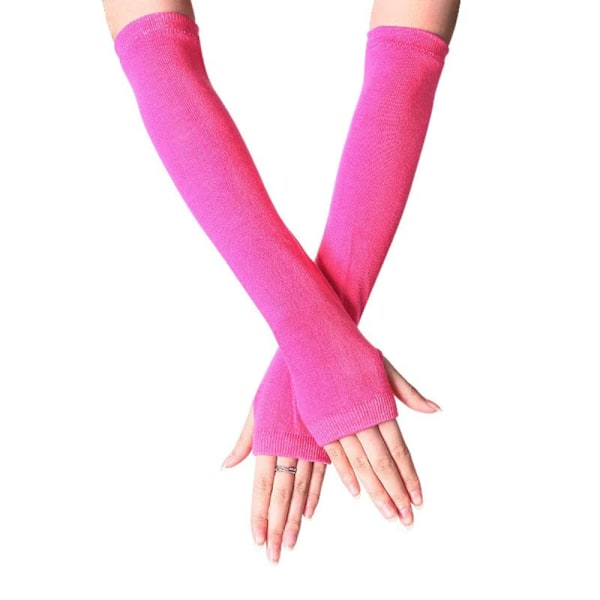 Armvärmare enfärgade, fingerlösa & långa - Rosenröd mörkrosa [35cm] Mörkrosa Dark pink one size