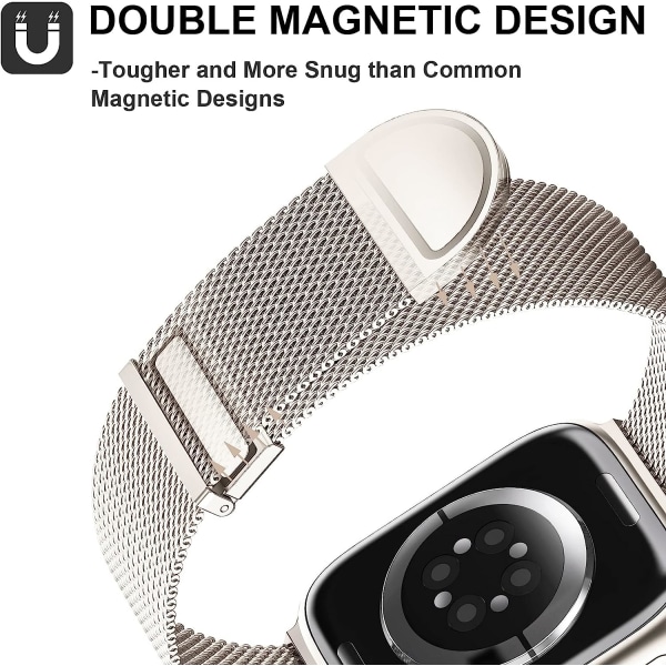 Används for Apple Watch Käsivarsinauha Magneettinen Double Band Metal Starlight gold