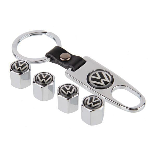 VW logo ventilhetter med nøkkelring Sølv Silver one size
