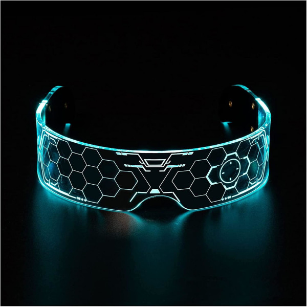 Led-glasögon blinkende/rask lysfarge med batteri, mållås Future Glasses Glow in the Dark (Lock Target Future LED-glasögon