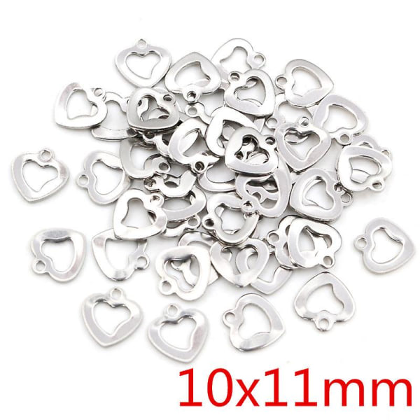 50pcs No Fade 316 Stainless Steel Heart Craft Pendant Jewelry