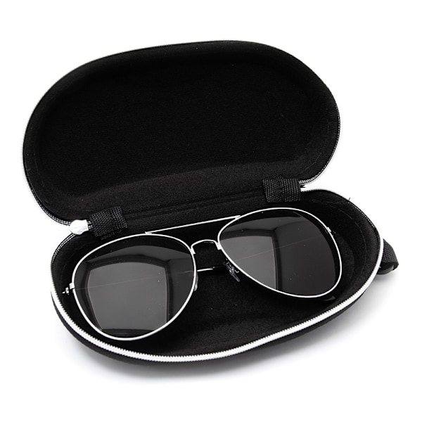 Hårt skyddande glasögonfodral / solglasögonfodral m dragkedja Black Svart