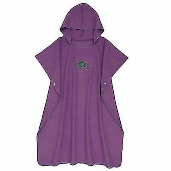Hooded Poncho Towel Beach Robe Bathrobe Quick Dry Bath Unisex-1_y CMK purple