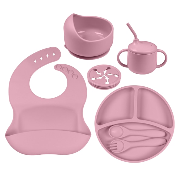 Lasten BPA-vapaat lautaset setti vauvan silikoni se light pink