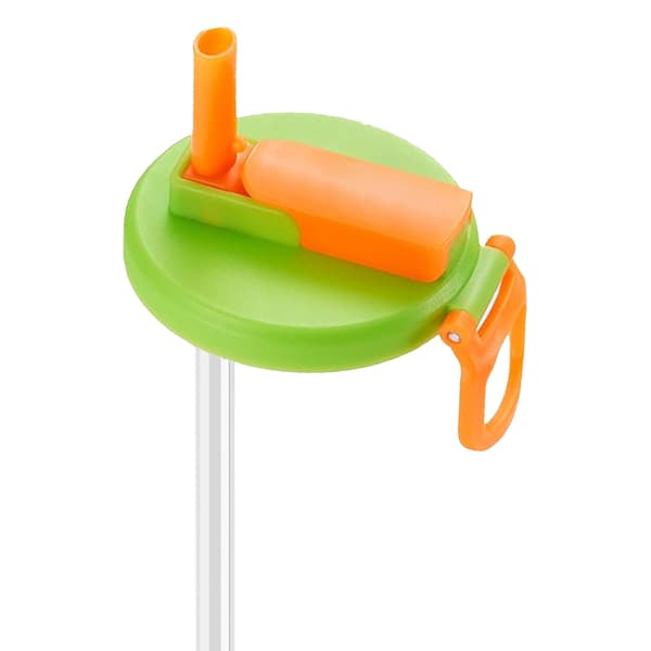 1 stk gjenbrukbart boksdeksel for brusbokser med silikonstrå for boksdrinker/øl Green Orange