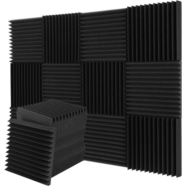 12Pcs Acoustic Foam Panels Soundproofing Studio 30*30*2.5CMBlack black