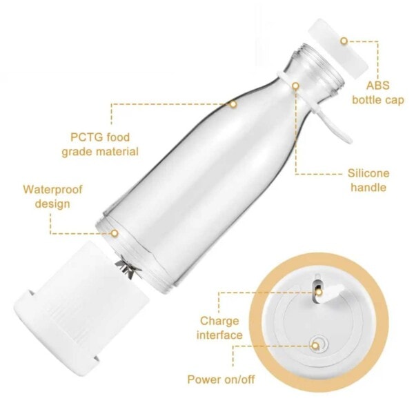 Portabel Mixer - Bärbar Uppladdningsbar Smoothie Blender vit white