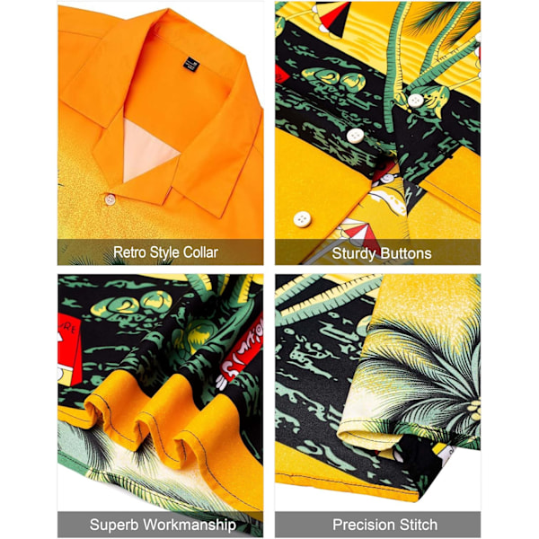 Miesten Havaiji-paita ja shortsit -setti Regular Fit lyhythihainen rento funky ranta flamingo paita setti L L Yellow Beach