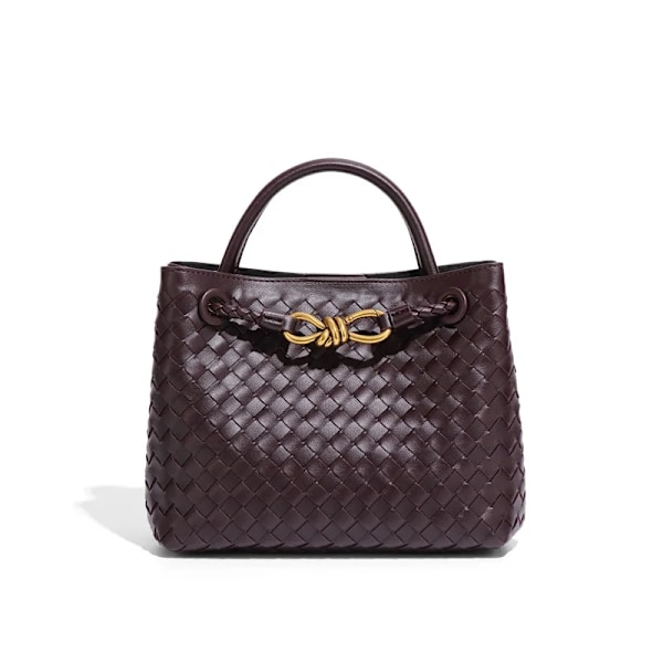 Håndlagde vevde håndvesker Dame metalltau Spenne Design Enkel skulderveske Stor kapasitet Crossbody-veske Håndveske for jenter Grayish purple