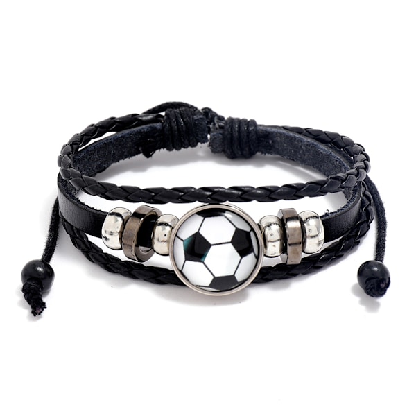 (Sort/hvid) Justerbart fodboldarmbånd i perler, sidedesign
