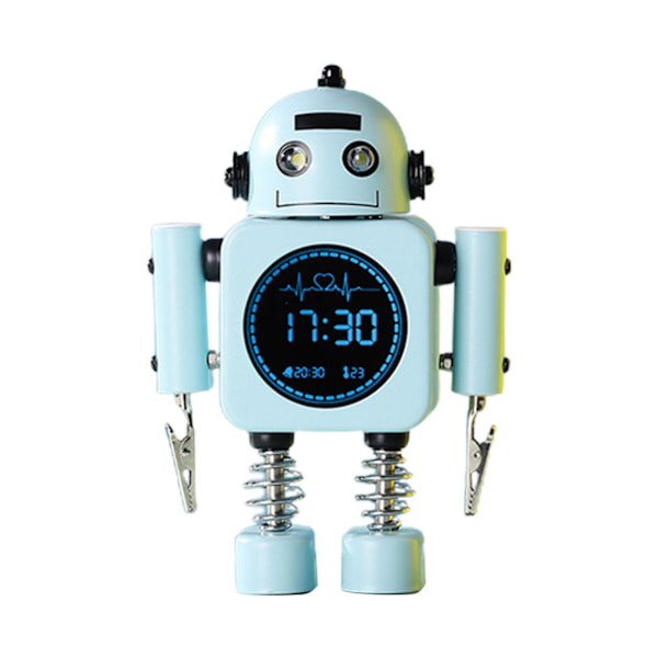 Robot Smart Digital Väckarklocka med Snooze-läge, Temperaturvisning för Flickor och Pojkar, Sovrum, Tidsklocka Light blue