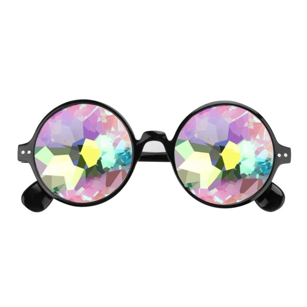Kalejdoskop Rave Glasögon Rund Ram Crystal Lens Rainbow Prism pink One-size