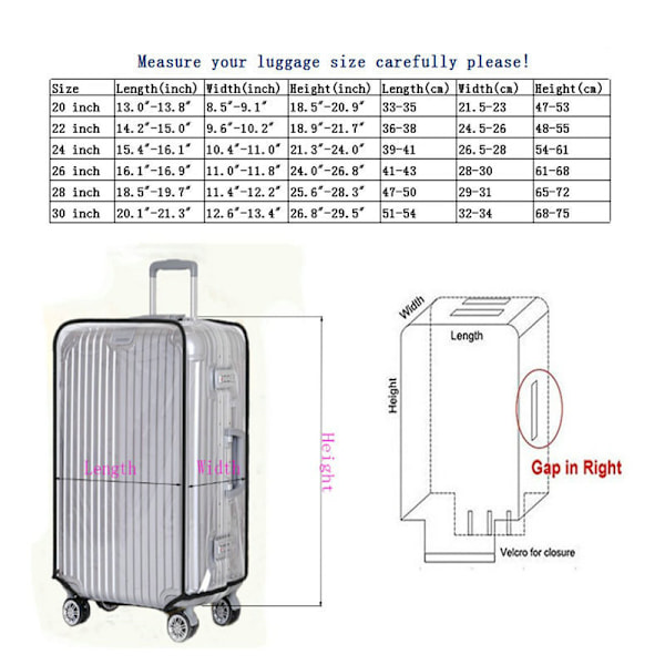 Bagageskydd Resväska Överdrag Passar de Flesta 26" (16.9"L x 11.