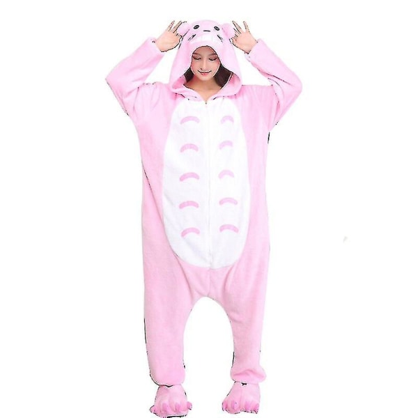 Dam Pyjamas Flanell Dragkedjor Tecknad Kigurumi Onesie För Vuxna Män Djur i ett stycke Pijamas Flickor Kostym Xxl 180-200cm Pink pajamas S