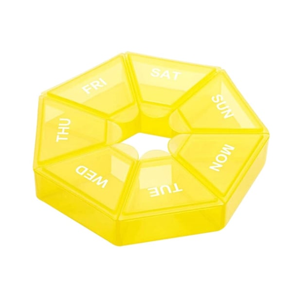 7 Grids Pill Plastic Box Portable Storage Tablet Travel Yellow