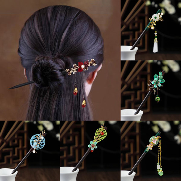 Vintage tre hår pinne stil slingrande blomma hårnål med Ta A13