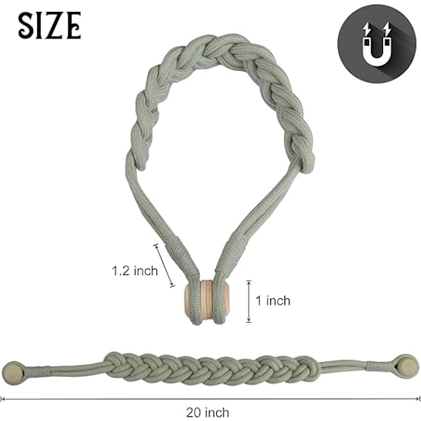 Verhoklipsit Magneettiset Kudotut Verhonpidikkeet Verhon Solmiot (Hopeanharmaa - 2 kpl)