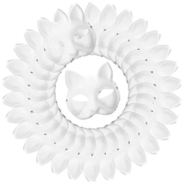 30 st tomma masker i papper för maskerad, kattmasker, cosplay, maskeraddräkt, gör-det-själv, omålade kattmasker