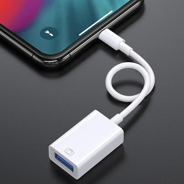 iPhone Adapter til USB - USB 2.0 Hun til Lightning - OTG White Vit