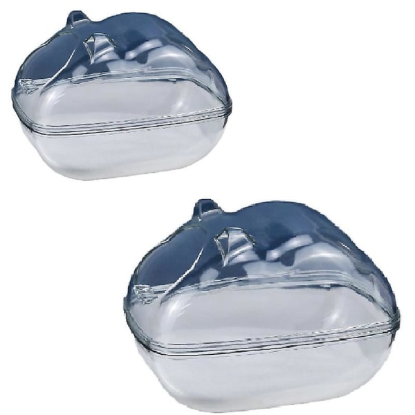 2pcs Hamster Sand Bath Container Clear Plastic Toilet S And L