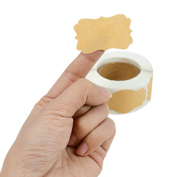 250st Kraftpapper Etiketter för Burkar, Presenter + Penna brun brown