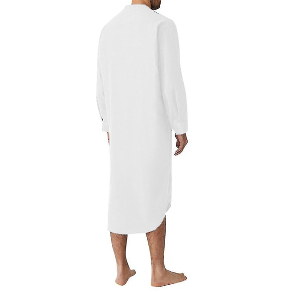 Herrehette i ett stykke Sleepshirt Cotton Nattskjorte Mykt natttøy Vanlig nattkjole Pyjamas CMK White L