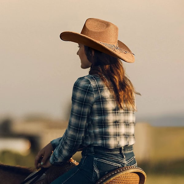 Cowboyhat Til Kvinder Og Mænd Med Formbar Bred Skygge - Filt Cattleman Western Hatte Caramel Brown Caramel Brown L XL