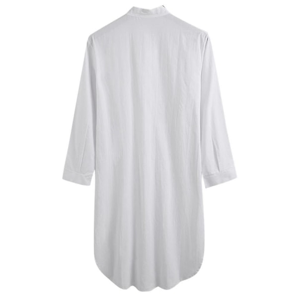 Herrehette i ett stykke Sleepshirt Cotton Nattskjorte Mykt natttøy Vanlig nattkjole Pyjamas CMK White XL