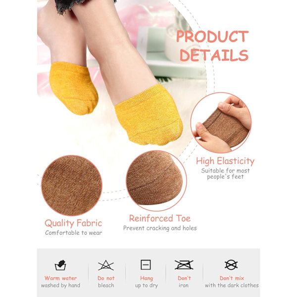 8 Par Toe Topper Liner Half Socks Sömlösa damstrumpor