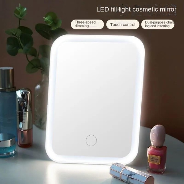LED Makeup Mirror 3Colors Light USB Cosmetic Mirror White A White A