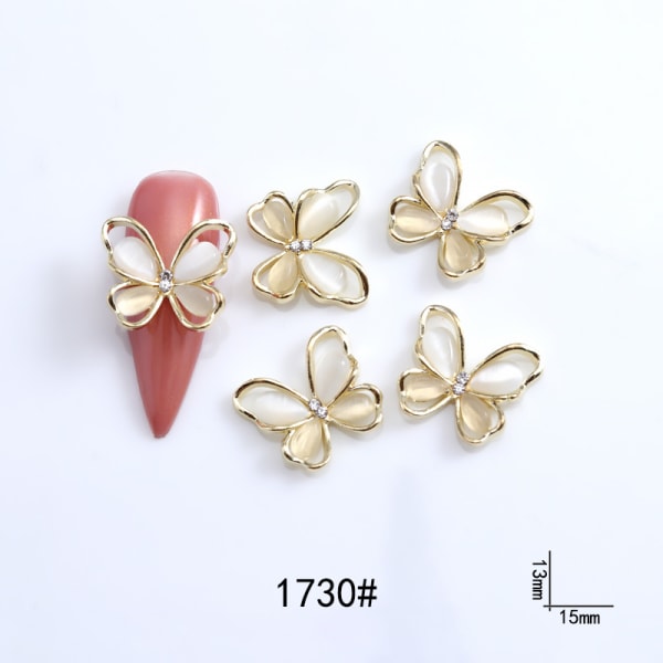 【Mingbao butik】 20 st Butterfly Legering spiksmycken, 3D Butterfly inlagd med strass DIY Nageldekoration Tillbehör A 10 Pcs