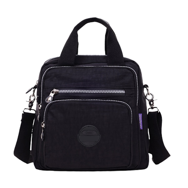 Casual nylon, rejsetaske med stor kapacitet, vandtæt håndtaske, 2-vejs slid Black