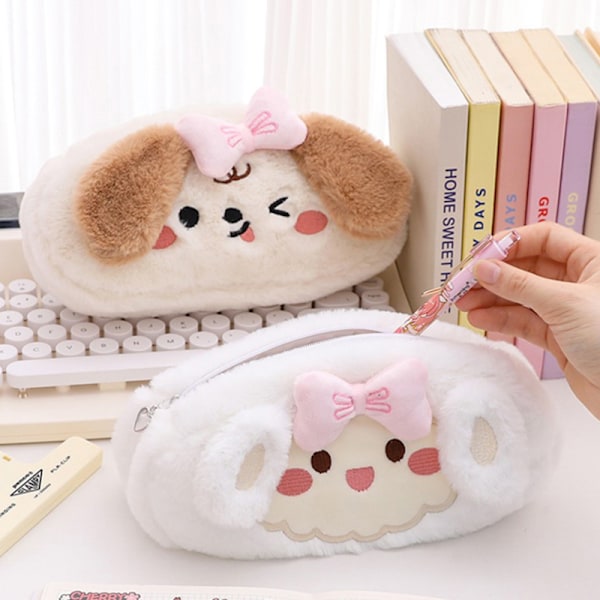 Plysch case Brevpapper Case Mjukt pennfodral White