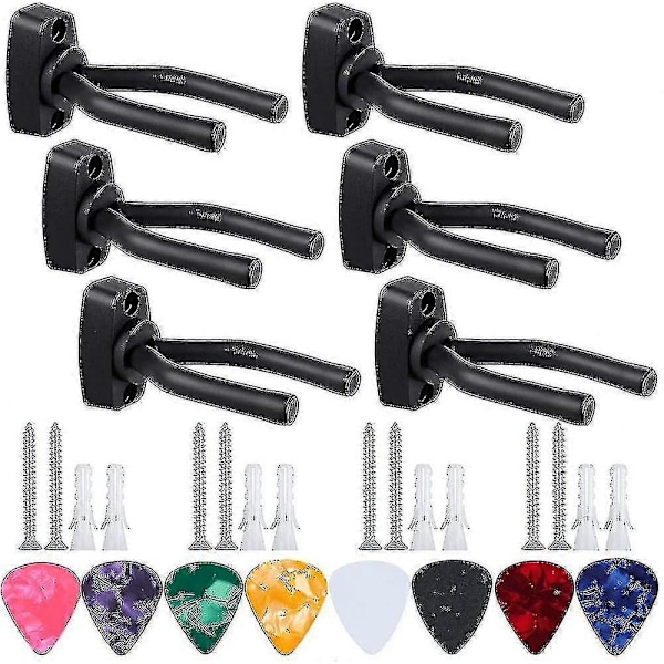 6 stk Gitar Kroker Veggfeste - Gitarholder Plassbesparende Gitar