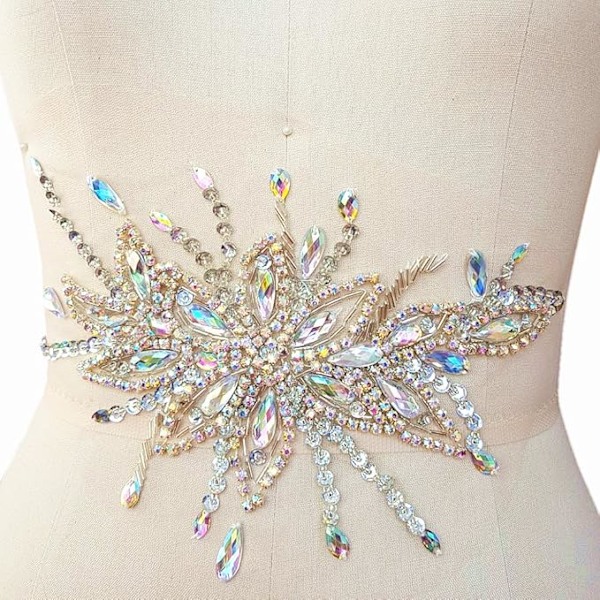 Exquisite Uniquely Pure Handmade AB Colour Bright Crystal Patches Sew-on Rh