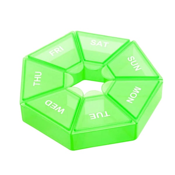 7 Grids Pill Plastic Box Portable Storage Tablet Travel Green