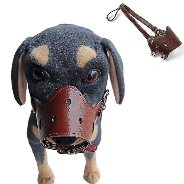 Hundemuzzle Pu Leather Antibitt og anti-svelgingskontroll L