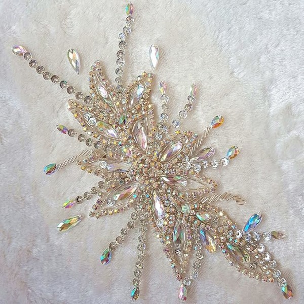 Exquisite Uniquely Pure Handmade AB Colour Bright Crystal Patches Sew-on Rh
