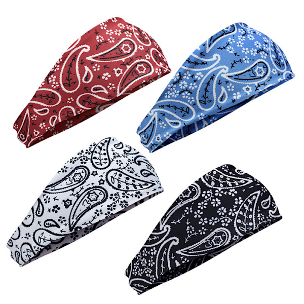 Hårband Dam Bred Elastisk Mjuk 4 Styck, Pannband Print