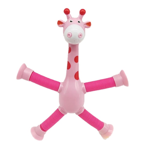 Teleskopisk sugkopp giraff leksak stretching leksak gul pink