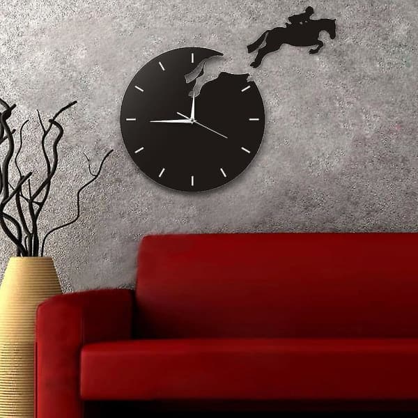 Art Decor Hevoshyppääjä Seinäkello Kello Hevosurheiluun Hevoskellot Design 3D Seinäkello