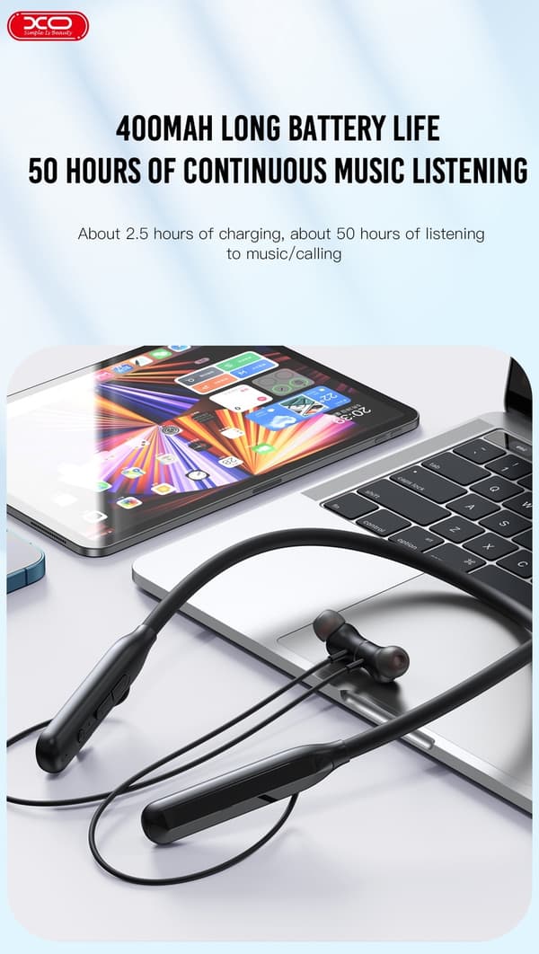 Bluetooth 50 timer musikk/samtale Handsfree Magnetisk Nakkebånd Black Svart