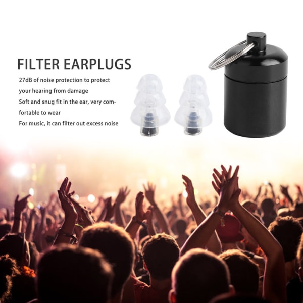 【Mingbao butik】 1 par ørepropper flytende silikon musikk ørepropper med filter svart støyreduksjon hørselsvern