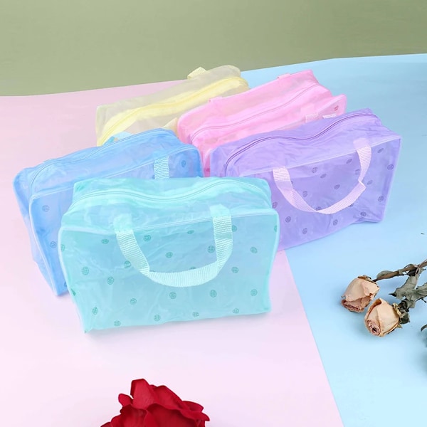 Gennemsigtig plastik PVC rejse makeup taske Kosmetikpung Lynlåstaske Pink