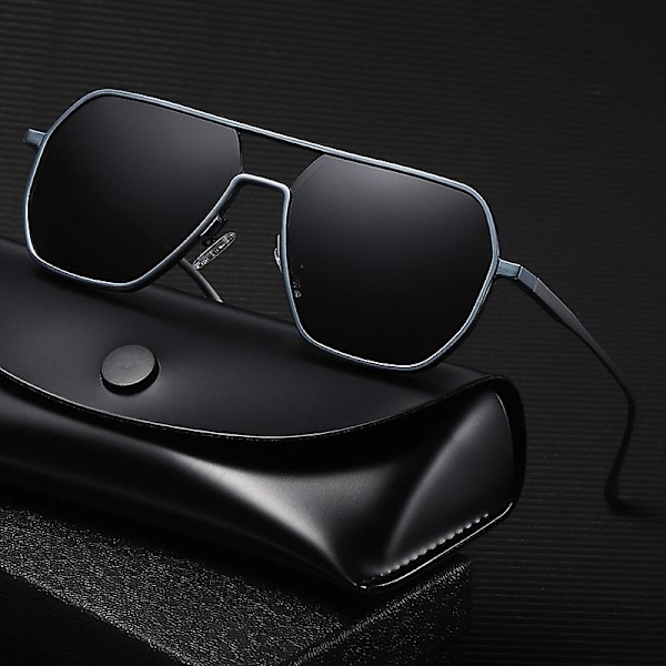 Polariserede solbriller Aluminium Magnesium Dag Nat Dobbelt anvendelse Farveskiftende briller Solbriller H Gun frame Black Grey lens