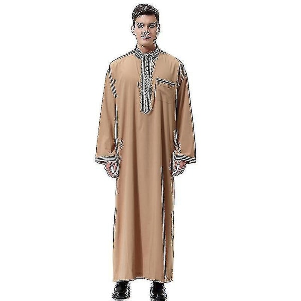 Men islamsk Saudi Muslim Lang Robe Dubai Arab Thobe Kaftan Klær Xinda CMK Camel S