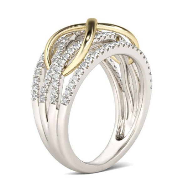 Kvinnor konstgjord diamantring glittersten oändlig loop mode fingersmycken 7