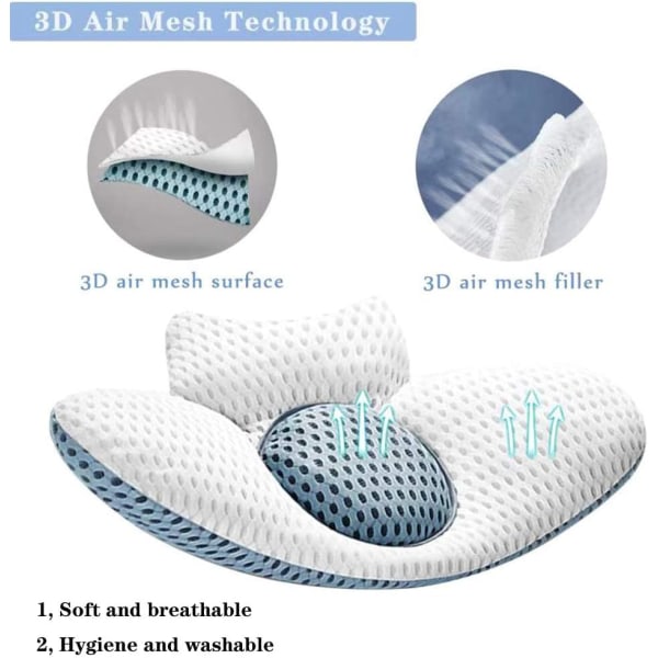 Lumbar kudde för att sova, justerbar höjd 3D