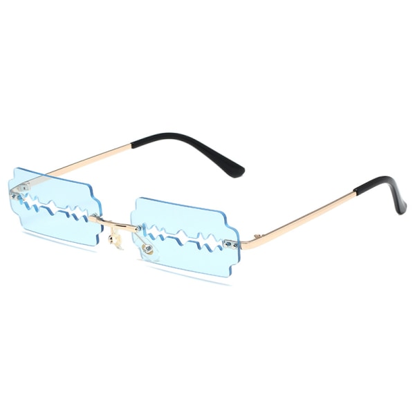 Slank, Rimless Safety Dubbelkantiga rakbladsformade linser Lyxiga solglasögon